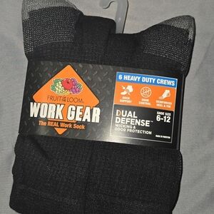 Fruit of the Loom Heavy Duty Black Crew Socks